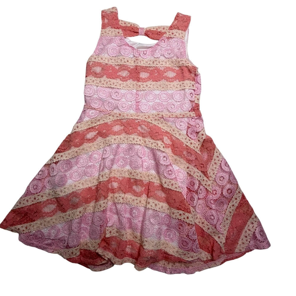 Epic Threads Girls Pink Coral Lace Tiered Bow Back Party Dress 4T